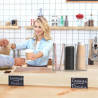 Richboom Acrylic Coffee Cup and Lid Storage Organizer Holder, 3 Compartments, Clear