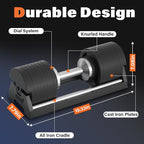 SNODE AD80 Drop Proof 80 lbs Adjustable Dumbbell Set -Adjustable Weights with Cast Iron Plates and Cradle, Knurled Handle, Fast Adjust, Compact Home Gym Equipment for Bench & Press
