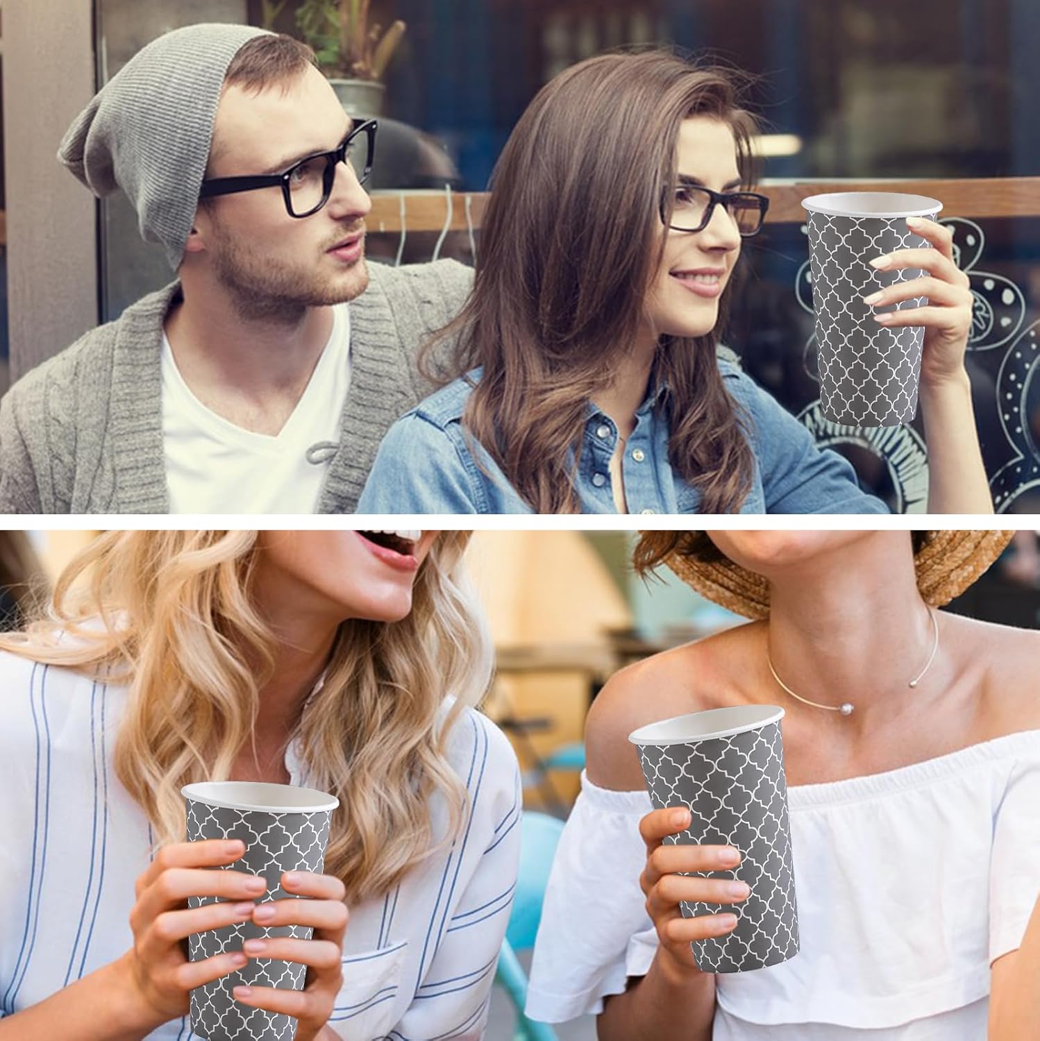 Lamosi Coffee Cups 16 oz 180 Pack, Disposable Coffee Cups, Disposable Cup,16 oz Hot Cup, Paper Insulated Cup for Cold Hot Drinks (No Lids)