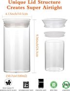 ZENS Modern Glass Food Storage Jars Set of 2, 50oz Clear Glass Canisters with Airtight Lids, Large Container for Kitchen Pantry Pasta, Sugar, Flour, Coffee, Pasta, Tea