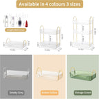 YCIA&DONE Bathroom Organizer Countertop, Makeup Storage, Skincare Cosmetic Tray Shelf, Perfume Holder Rack for Vanity Counter, Large Capacity, Easy to Install, Clean, 1 Tier, Clear White