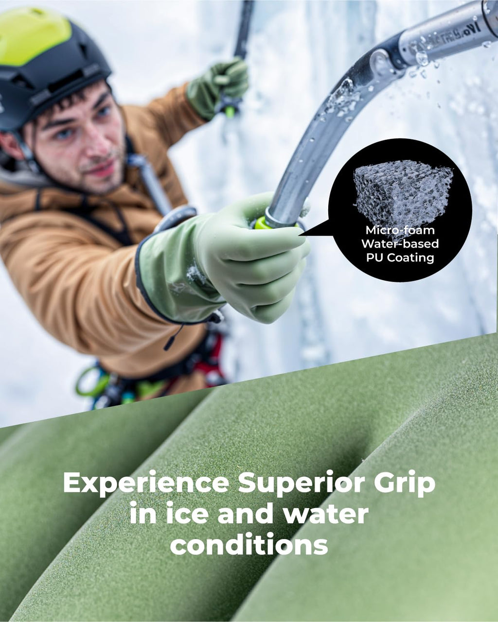 Waterproof Winter Gloves with Grip, Balaena Freezer Gloves for Light Duty Work & Outdoor Adventure, Hiking, Farming, Washing, Ice Fishing, Green, Large