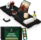 ROYAL CRAFT WOOD Premium Foldable Bathtub Tray - Wood Bath Tray for Tub, Bamboo Shelf, Expandable Bath Table Trays, Bathtub & Bathroom Accessories for New Home & Mothers Day & Birthday Gifts for Mom