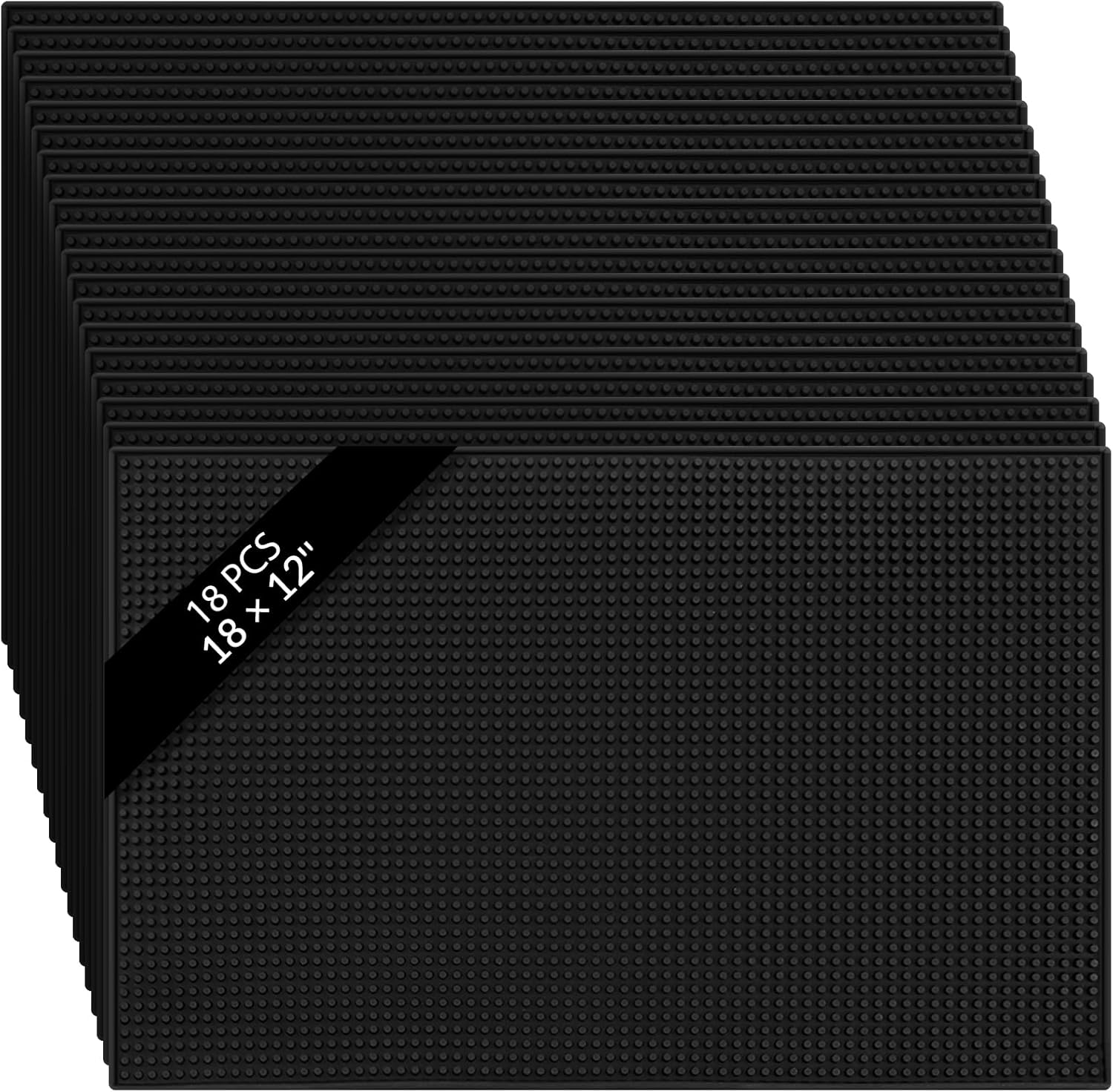 Tioncy 18 Pcs Bar Mat for Countertop 18 x 12 Inch Non Slip Cocktail Rubber Coffee Bar Service Mat for Bartending Hot Dishes Restaurants Barbershop Clippers Hot Pads, Black
