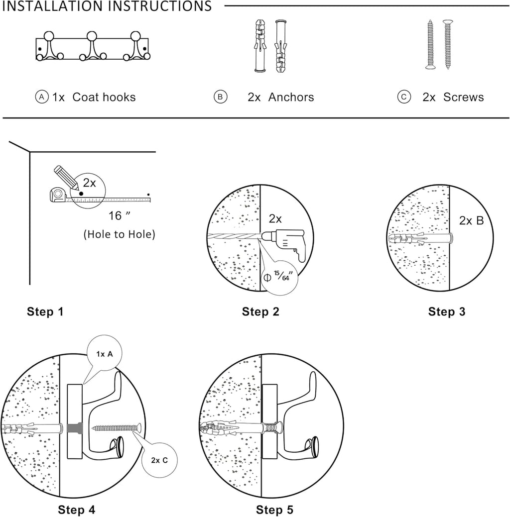 SKOLOO 17-Inch Wood Burnt Coat Rack Wall Mount with 3 Triple Hooks - Ideal for Family Entrances, Classrooms, and Pet Supplies Storage - Perfect Coat Hooks for Wall, Pack of 2