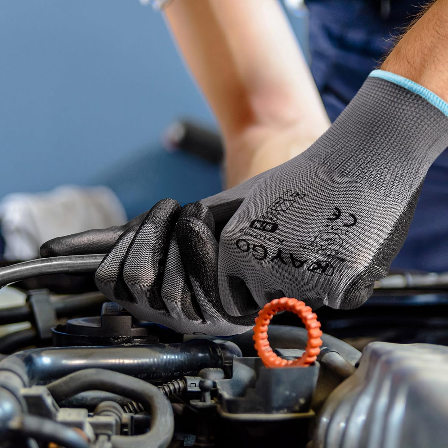 KAYGO Safety Work Gloves PU Coated, 60 Pairs KG11PB, Seamless Knit Glove with Polyurethane Coated Smooth Grip on Palm & Fingers, for Men and Women (Medium, Gray)