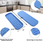 Silicone Kitchen Sink Organizer Tray for Multiple Usage,Eco-Friendly Sponges Holder for Kitchen Bathroom Counter or Sink,Dish Soap Dispenser,Scrubber,Bottle,Cup (Lichen Blue, 12"×4")