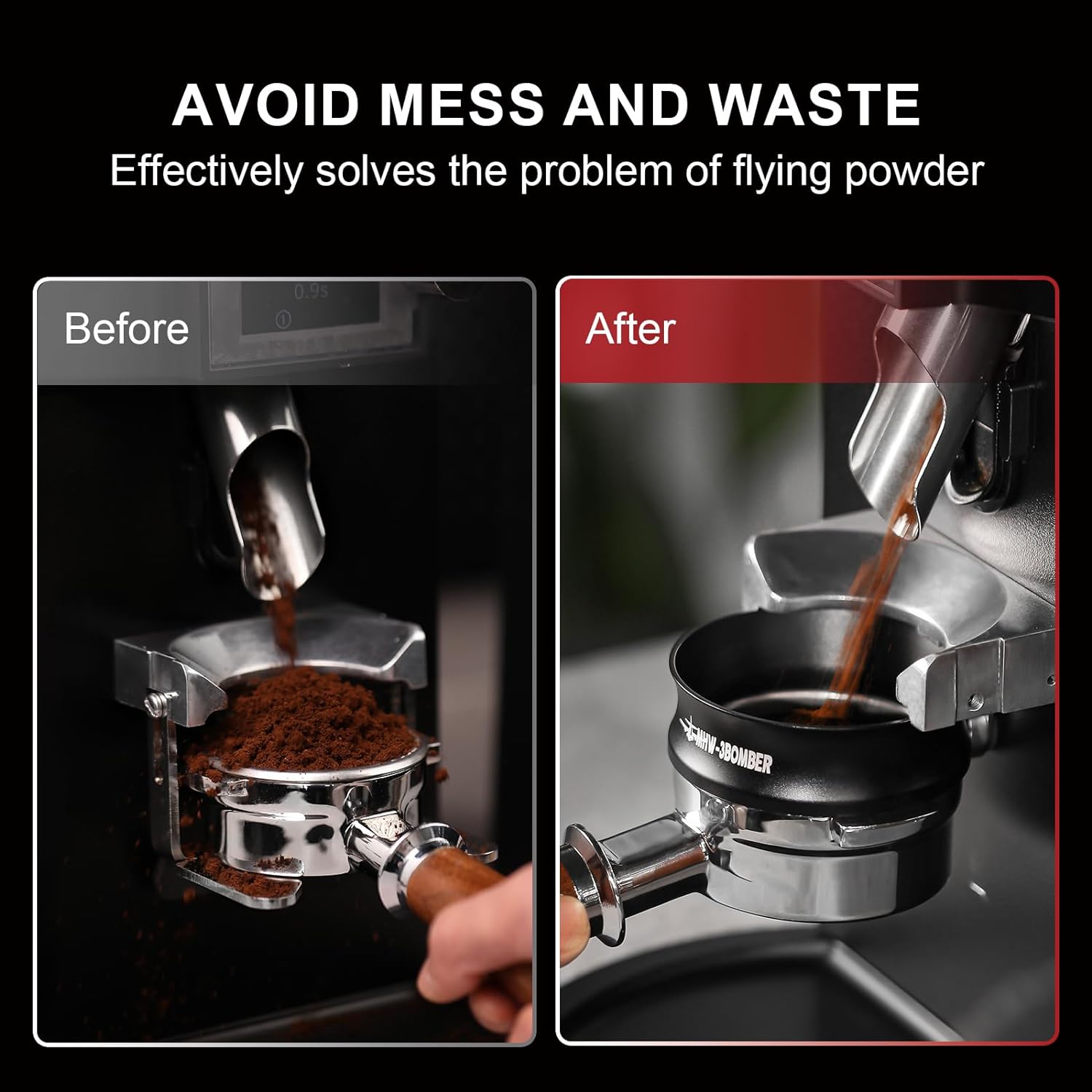 MHW-3BOMBER 53mm Espresso Dosing Funnel & Puck Screen Set, Magnetic Dosing Rring & Reusable Filter kit Compatible with 53mm Bottomless Portafilter, Coffee Dosing Ring with Eppresso Puck DR7014-OS