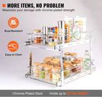 VEVOR Pull Out Cabinet Organizer, 14"Wx21"D Heavy 2 Tier Duty Slide Out Pantry Shelves, Chrome-Plated Steel Roll Out Drawer for Under Sink, 15.5"Wx22"D Install Size for Cabinet