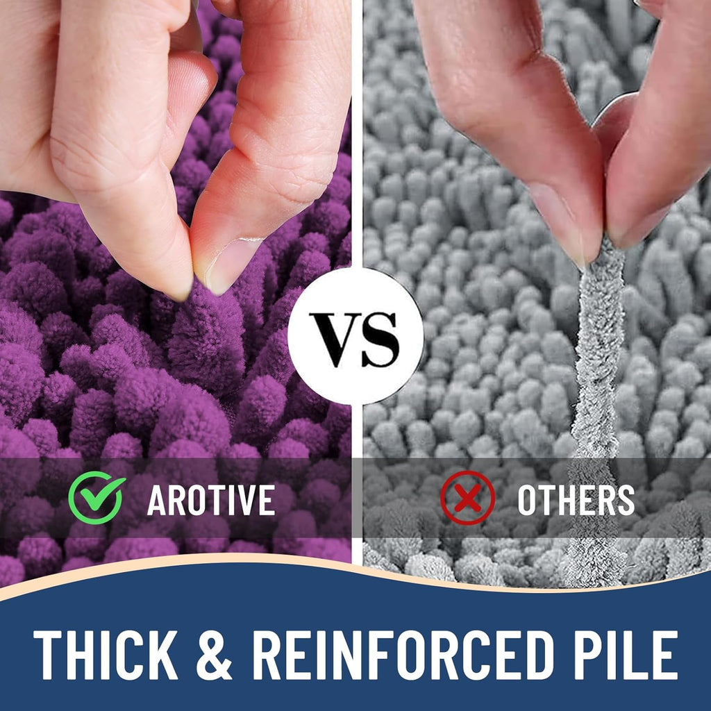 Arotive Luxury Chenille Bathroom Rug Mat, Extra Soft Thick Absorbent Shaggy Bath Rugs, Non-Slip Machine Wash Dry, Plush Bath Mats for Bathroom, Shower and Tub, 30x20, Purple