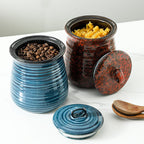 Ceramic Food Storage Jar, Coffee Canister for Countertop with Lids Airtight, Large Flour,Spices,Beans,Rice and Candies Containers for Kitchen and Home,Gift for Halloween,Farmhouse,35 OZ Red