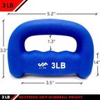 JFIT Neoprene D Grip Dumbbells - Single Weights 1LB-5LB - Premium Non-Slip, Hand Weights, Ergonomic Design