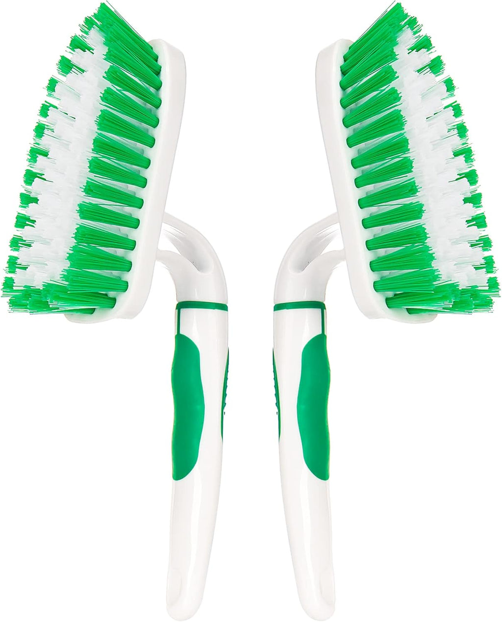 2-Pack Scrub Brush for Cleaning with Long Handle,Medium Firm Brush Bathroom Cleaning Supplies and Bathtub Cleaner and Shower Cleaning Brush,Multi-Scene Use for Kitchen or Carpet Brush,White&Green