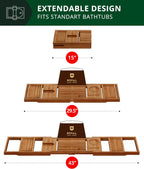 ROYAL CRAFT WOOD Premium Foldable Bathtub Tray - Wood Bath Tray for Tub, Bamboo Shelf, Expandable Bath Table Trays, Bathtub & Bathroom Accessories for New Home Gifts for Mom