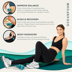 Oceanfoam Ripple Travel Foam Roller (11" x 3.35") Firm Mini Foam Roller for Physical Therapy, Deep Tissue Massage, Back Pain - High Density, Wave Textured - Yoga, Exercise (Jade & Seafoam Marbled)