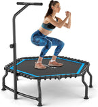 ANCHEER 50" Rebounder Trampoline for Adults With Bar, 550 LBS Mini Trampoline Quiet Exercise Bungee Jumping Cardio Trainer Workout