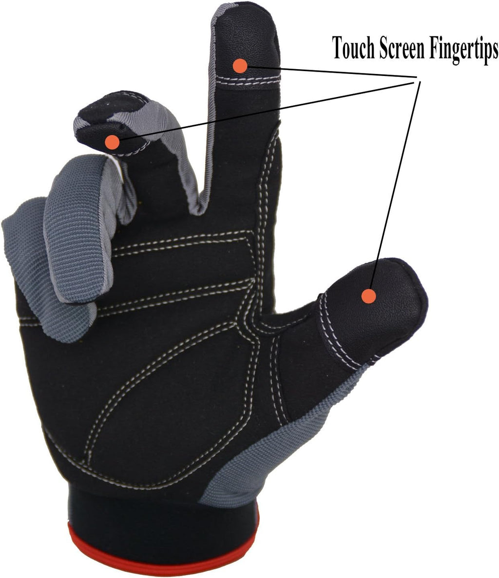 HANDLANDY Work Gloves for Men & Women, Utility Mechanic Working Gloves Touch Screen, Flexible Yard Work Gloves