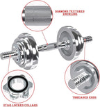 VIVITORY Fitness Dumbbells Set, Adjustable Weight Sets up to 11/22/44/66/110 lbs, with Metal Connecting Rod Used As Barbell, Chromed Weights, Hardcover Gift Box, Home Gym Work Out Training Equipment