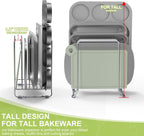 AKAZA 2 Pack-X-Large Kitchen Cabinet Organizer - Storage Tray Organizer Rack for Kitchen Cabinet - Divided Holder with 5 Slots for Skillets, Cutting Board, Baking Sheets(Chrome)