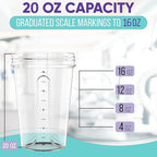 '-2 Pack- 20 oz Protein Shaker Bottles for Protein Mixes - 2x Wire Whisk, Leak Proof Shaker Cups for Protein Shakes and Pre Workout, Protein Shaker Bottle Pack, Protein Mixer Cup (Clear Prime)