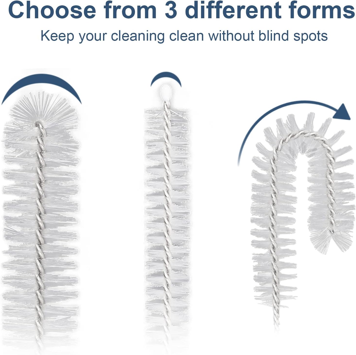 Straw Cleaner Brushes Sets, 12 Pieces 8.2 Inch Botthle Cleaning Brush and Nylon Tube Brush Brush Kit for Sippy Cup, Tumbler, Water Bottle, Drinking Straw (White)