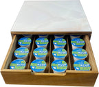 Tempered Glass and Natural Wood Coffee Pod Drawer Organizer - 20 Capsule Multifunctional K Cup Storage | Countertop Coffee Station Organizer for Home/Office (White)