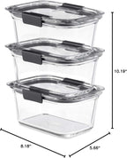 Rubbermaid Brilliance Glass Storage 4.7-Cup Food Containers with Lids Set of 3 Clear