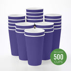 Restaurantware 16 Ounce Ripple Wall Disposable Coffee Cups, 500 Insulated Royal Purple Paper Tumblers with Rolled Rim Design, Lids Sold Separately for Hot Drinks like Tea and More