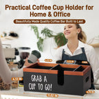 100% Wooden Coffee Cups Holder with U-Shape Cutout Design for Countertop-Coffee Bar Organizer for Cups, Lids, Pods, Stirrers, and Accessories, Great Gift for Home or Office