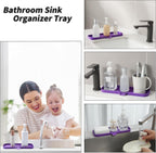 Silicone Bathroom Soap Dishes with Drain Spout-Bathroom and Kitchen Sink Organizer,Sponge Holder,Dish Soap Tray,Perfect for Dispenser,Scrubber,Bottle,Cup on Sink or Counter-Purple 12"×4"