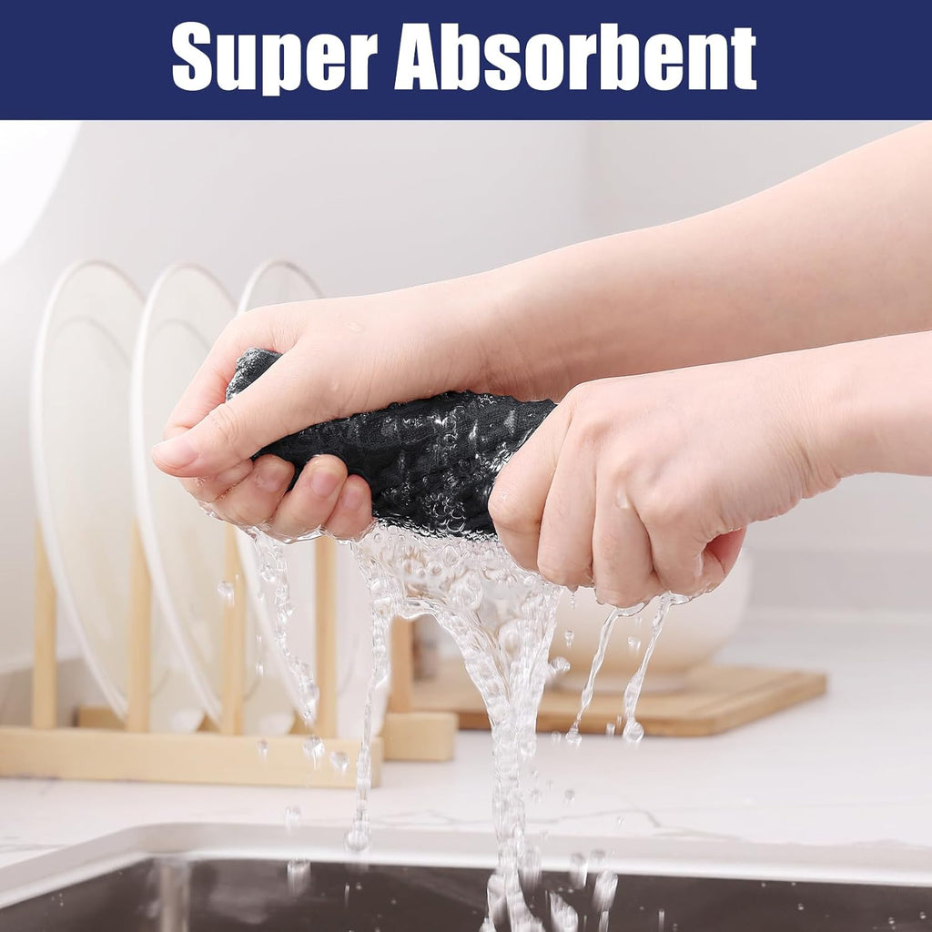 Homaxy Microfiber Waffle Weave Kitchen Dish Cloths, 12 x 12 Inch Ultra Absorbent and Solid Color Dish Towels for Kitchen Fast Drying Dishcloth for Washing Dishes, 12 Pack, Dark Grey