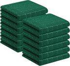Homaxy 100% Cotton Terry Kitchen Towels(Dark Green, 13 x 28 inches), Checkered Designed, Soft and Super Absorbent Dish Towels, 12 Pack