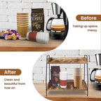 Coffee Bar Accessories and Organizer, Coffee Station Organizer 2 Tier Bathroom Counter Organizer, Wood Coffee Tray, Bathroom Vanity Organizer, Countertop Shelf for Kitchen, Coffee Lover