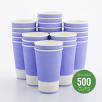 Restaurantware 16 Ounce Double Wall Disposable Coffee Cups, 500 Insulated Light Purple Paper Tumblers with Ripple Wall Design, Lids Sold Separately for Hot Drinks like Tea, Hot Chocolate and More