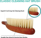 Valentino Garemi Classic Cleaning Hat Brush – Eliminate Dry Stains Dust Rain Spots Sweat Stains Pet Hair – Superb Pear Stained Wood and Genuine Boar Hair – Made in Germany