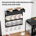 RCHYFEED Coffee Mug Holder Wall Mounted, Mug Rack Organizer for Home Kitchen Display and Collection, Metal Cup Holder Mug Tree with Adjustable 12 Hooks and Storage Shelf for Coffee Pods Sugar Bags
