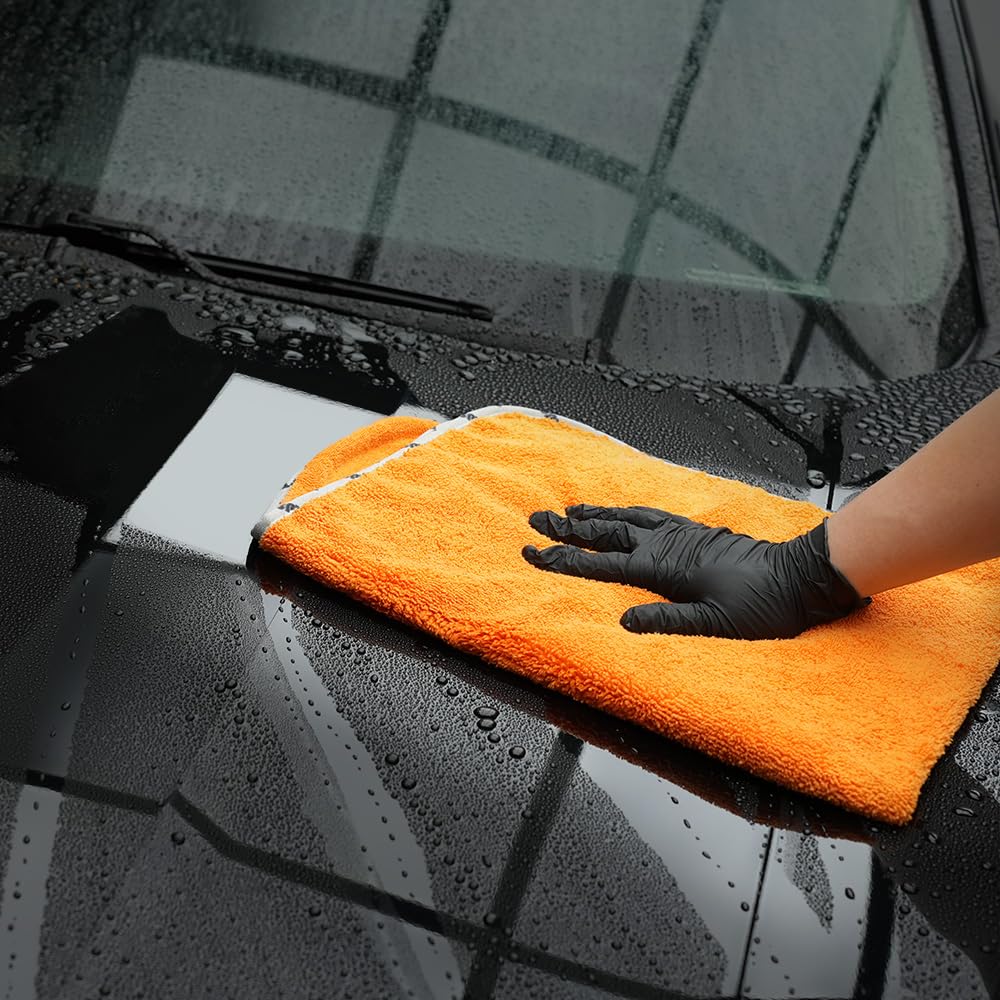 Car Microfiber Towel, Professional Grade Premium Microfiber Towel, 1 Pack Highly Absorbent, Scratch Free Large Car Microfiber Towel for Car Washing, Drying & Auto Detailing, 23.8 x 30.9 inch, Orange