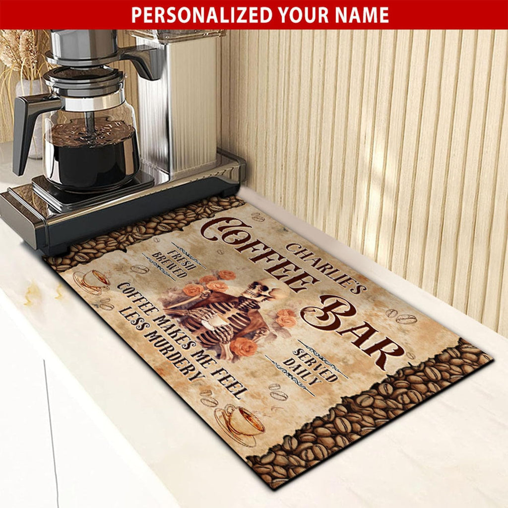 THUYPT Personalized Absorbent Coffee Mat for Counter, Coffee Drying Mat Coffee Bar Accessories, Kitchen Counter Coffee Maker Coffee Station Decoration (01)