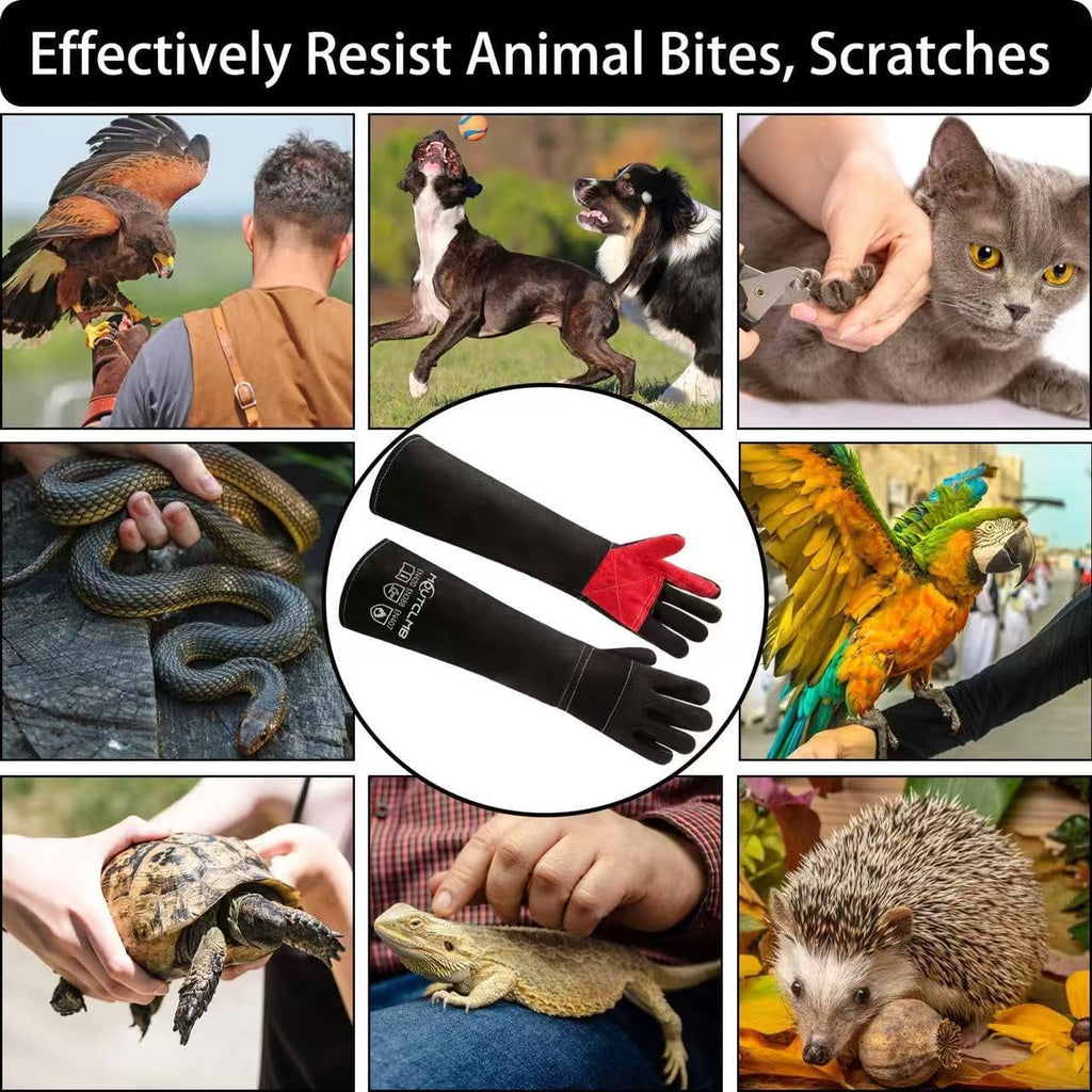 Long Welding Gloves 23.6 Inches 932℉,Heat/Fire Resistant Leather For Mig, Tig, Stick, Forge, BBQ, Grill, Fireplace