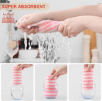 Homaxy 12 Pack Kitchen Dish Cloths, Ultra Soft and Absorbent Dish Towels, Reusable Fast Drying Microfiber Cleaning Cloth, Coral Velvet Wave Design No-lint, 10 x 10 inches, Blue/Pink/Grass Green