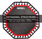 ONETWOFIT 51" Silent Trampoline with Adjustable Handle Bar, Fitness Trampoline Bungee Rebounder Jumping Cardio Trainer Workout for Adults…