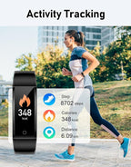 GRV No Bluetooth Pedometer Watch Fitness Tracker No Phone Needed, Step Counter Calories/Sleep Tracker for Walking Running for Men Women Waterproof (Black)