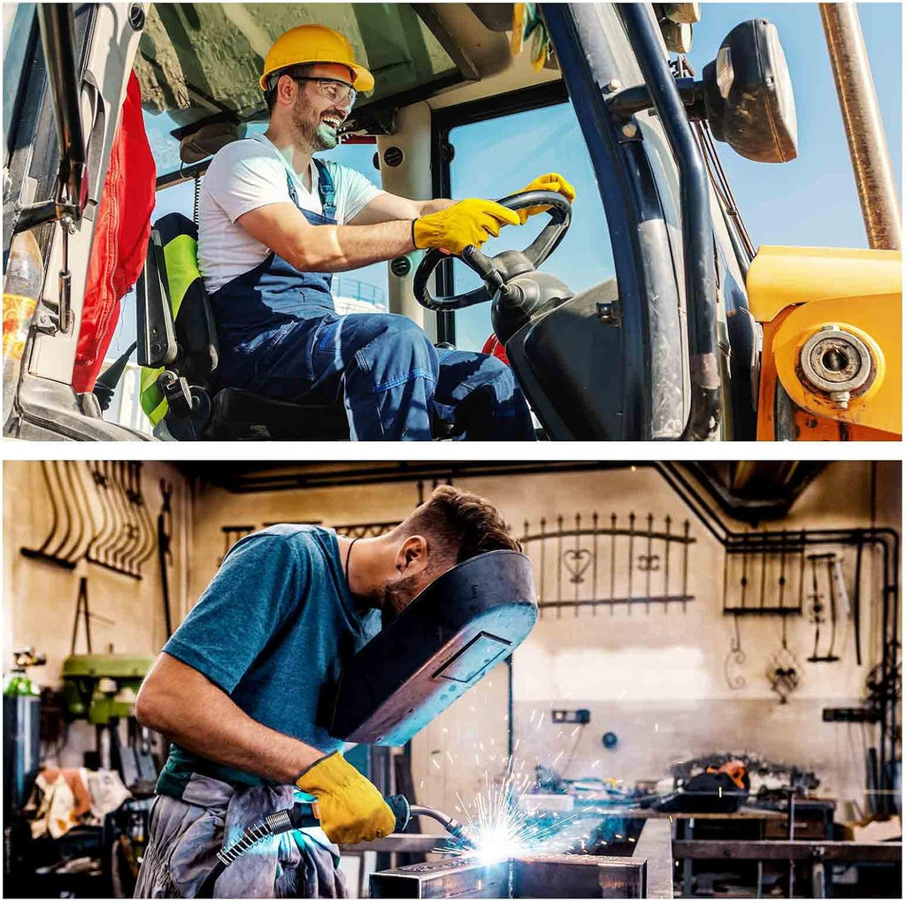 Vgo... 3-Pairs Unlined Cowhide Split Leather Work and Driver Gloves, for Heavy Duty, Truck Driving, Warehouse, Gardening, Farm (Size M, Gold, CB9501)