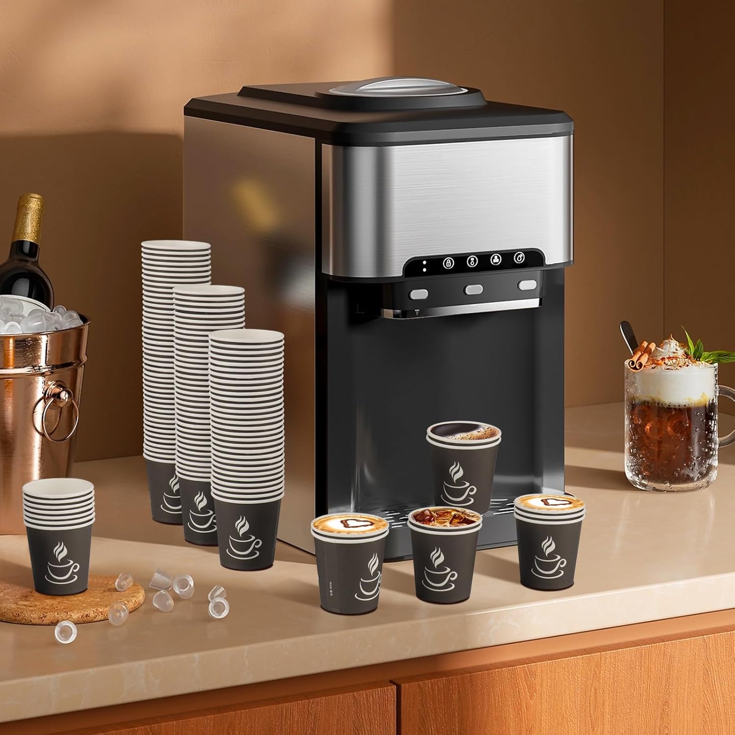 4 oz Paper Coffee Cups - 500 Pack Paper Espresso Cups, Disposable Coffee Cup, Small Paper Cup for Hot or Cold Beverage, Espresso, Capucino for Party, Picnic, Home, Office and Business (Black)