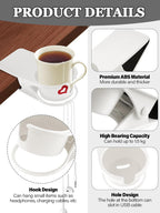 Kalolary 2PCS New Drinking Cup Holder Clip with Groove Table Bottle Cup Stand DIY Glass Cup Clamp Storage Saucer Clip Water Coffee Mug Holder Saucer Clip for Home Desk, White