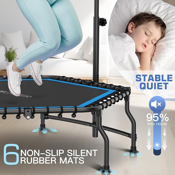 ANCHEER 50" Rebounder Trampoline for Adults With Bar, 550 LBS Mini Trampoline Quiet Exercise Bungee Jumping Cardio Trainer Workout