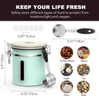 ShanSon Coffee Canister Airtight Coffee Container Stainless Steel Coffee Bean Storage Container with Scoop and See Through Window Coffee Canister for Beans Grounds Sugar Flour Tea Cereal,16OZ,Green