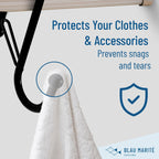 10-Pack Metal S Hooks for Hanging – Heavy-Duty S-Shaped Hook with Safety Buckle – Fits Bars up to 0.6 in – Anti-Drop Hooks for Kitchen, Pot Racks & Towel Bars – Black (Small)