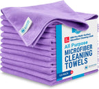 MW Pro Microfiber Cleaning Cloth | Purple | 12 Pack | 16” x 16” | All Purpose Microfiber Towels - Clean, Dust, Polish, Scrub, Absorbent