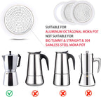2 Pcs Filter with 3 Pcs Silicone Gasket Seals for 9 Cup Stovetop Espresso Coffee Maker Replacement Parts for DITOSH Aluminium Moka Pot